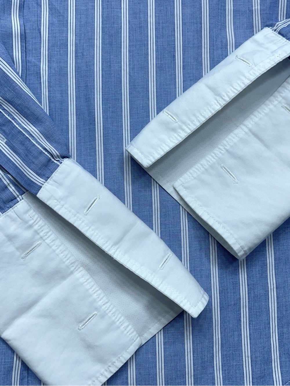 Lauren Ralph Lauren French Cuff Button Down Shirt Womens 8 Blue White Striped - Picture 5 of 13